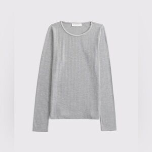 Abercrombie Long-Sleeve Pointelle Sleep Top | Size L